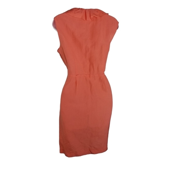 Elie Tahari Christie peach coral linen blend ruffle midi dress - Picture 2 of 11